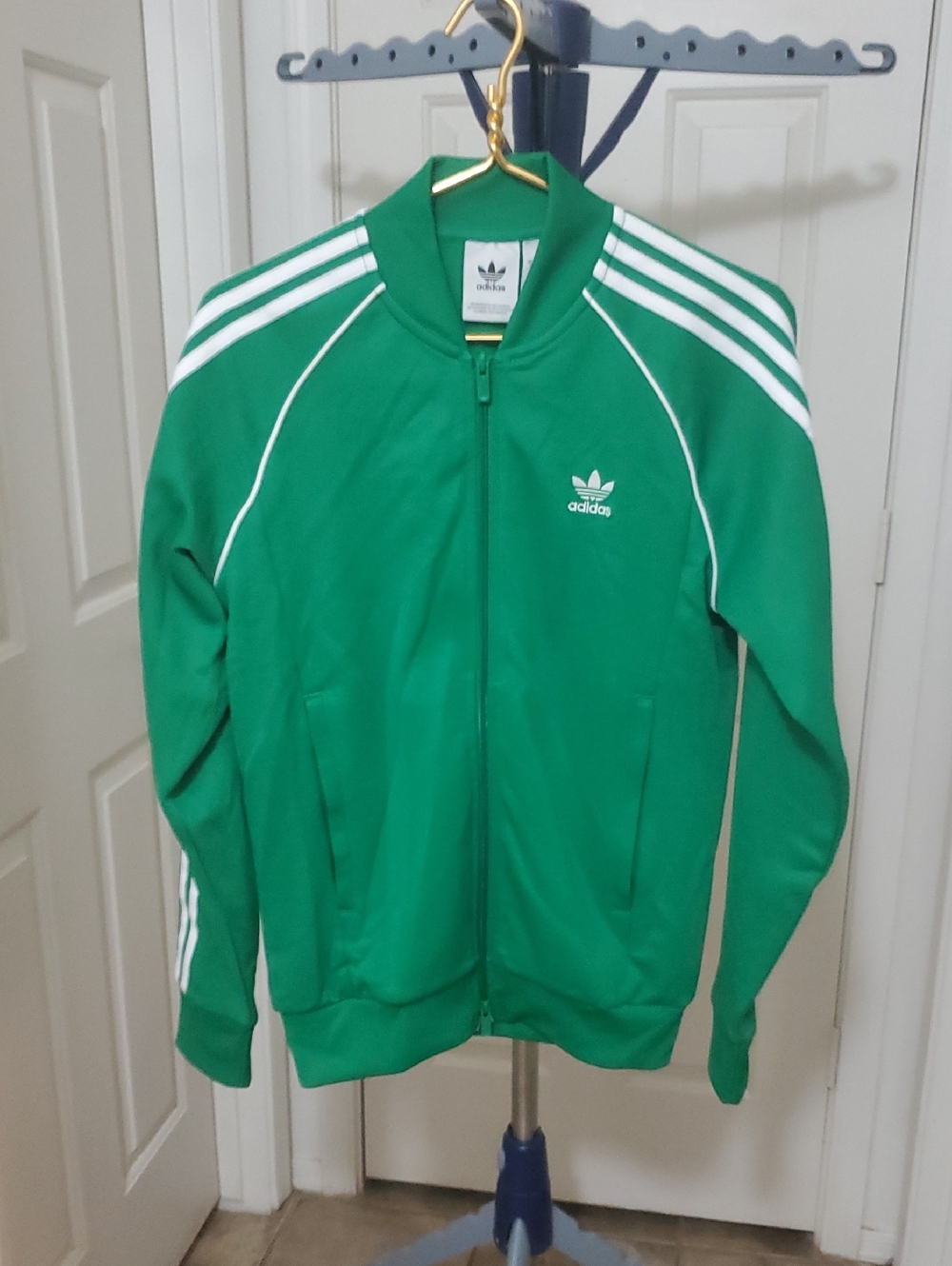 adidas Green Track Jacket with White Stripes